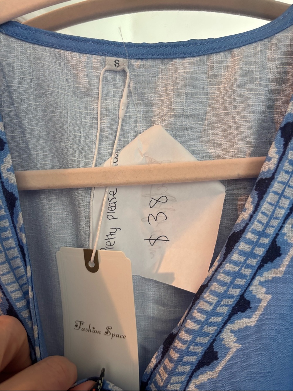 Blue Embroidered printed Tiered Maxi Dress - Picture 6 of 6